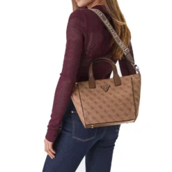 Borsa Donna a Mano in Tessuto GUESS Linea Follie colore Latte Logo