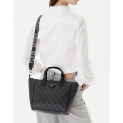 Borsa Donna a Mano in Tessuto GUESS Linea Follie colore Coal Logo