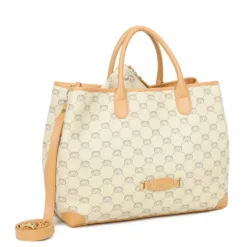 Borsa Donna a Mano Large BRACCIALINI linea Monogram in Pelle Beige