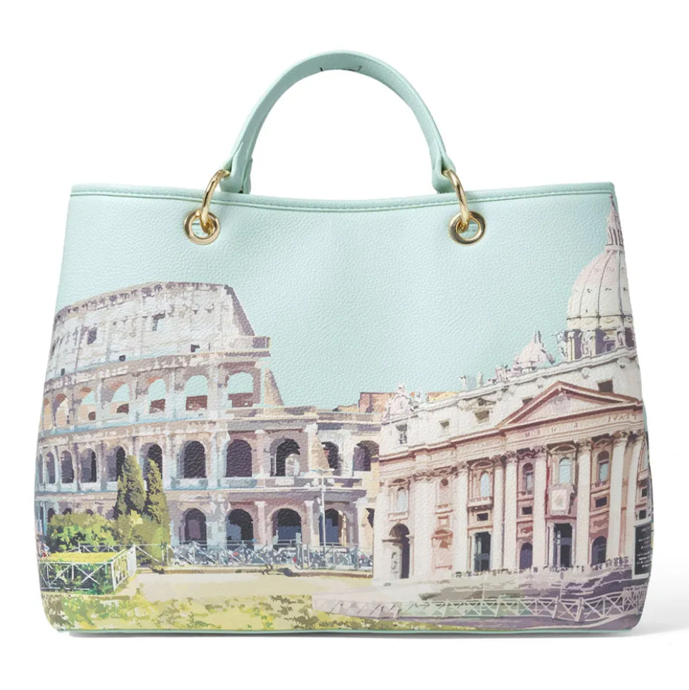 Borsa Donna a Mano Large BRACCIALINI linea Cartoline stampa Roma