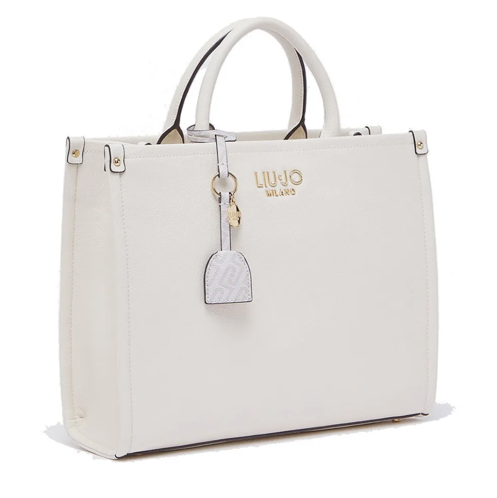 Borsa Donna a Mano Large LIU JO Better stampa Bottalata color Crema con Charm