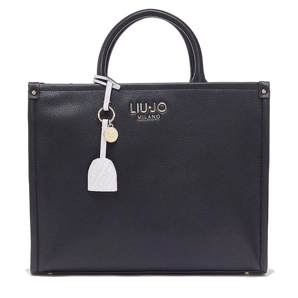 Borsa Donna a Mano Large LIU JO Better stampa Bottalata Nera con Charm