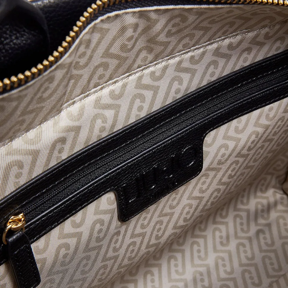 Borsa Donna a Mano Large LIU JO Better stampa Bottalata Nera con Charm
