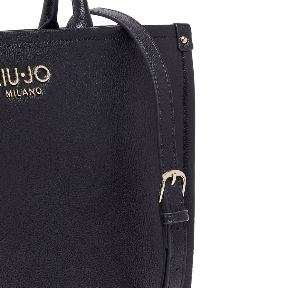 Borsa Donna a Mano Large LIU JO Better stampa Bottalata Nera con Charm