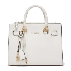 Borsa Donna a Mano LIU JO Better effetto Bottalato color Crema con Charm