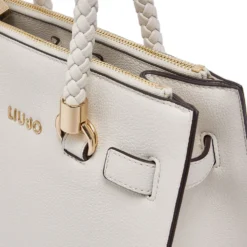 Borsa Donna a Mano LIU JO Better effetto Bottalato color Crema con Charm
