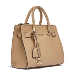 Borsa Donna a Mano LIU JO Better effetto Bottalato color Cammello con Charm