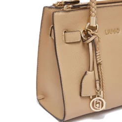 Borsa Donna a Mano LIU JO Better effetto Bottalato color Cammello con Charm