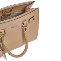 Borsa Donna a Mano LIU JO Better effetto Bottalato color Cammello con Charm