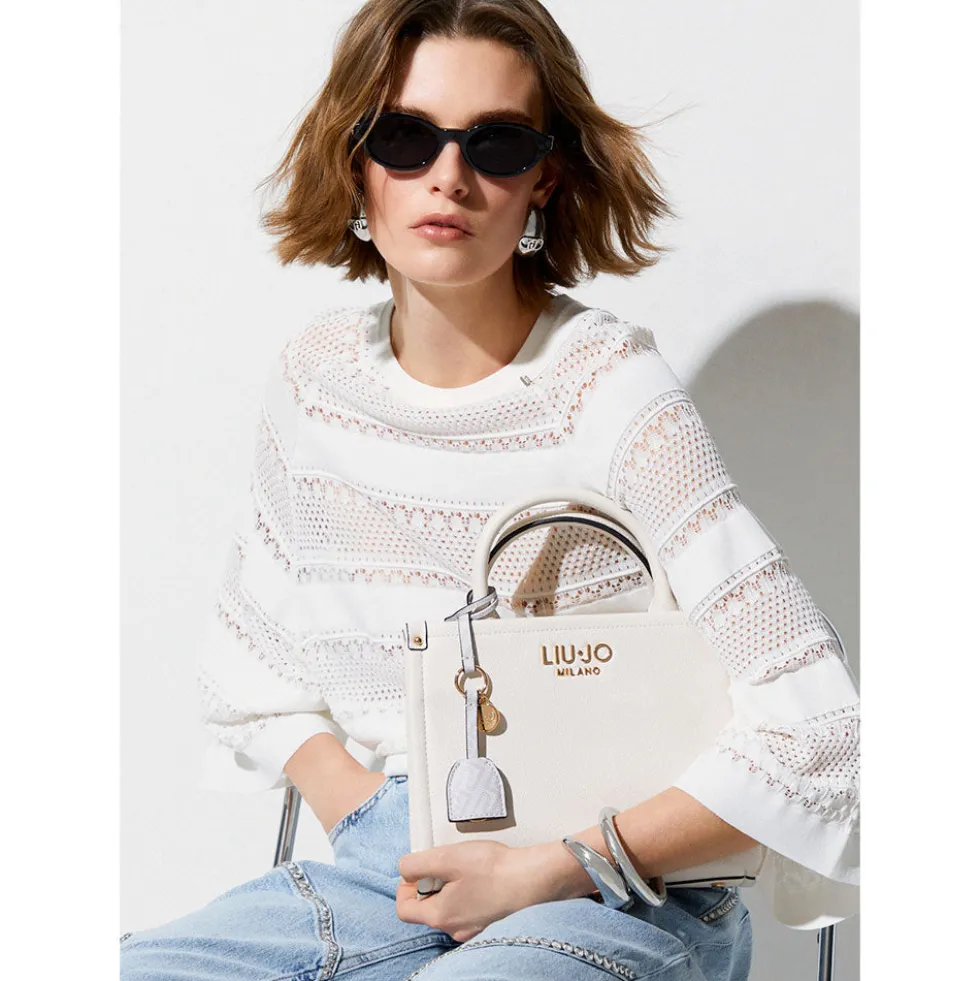 Borsa Donna a Mano LIU JO Better stampa Bottalata Dark Cipria con Charm