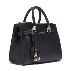 Borsa Donna a Mano LIU JO Better effetto Bottalato Nero con Charm