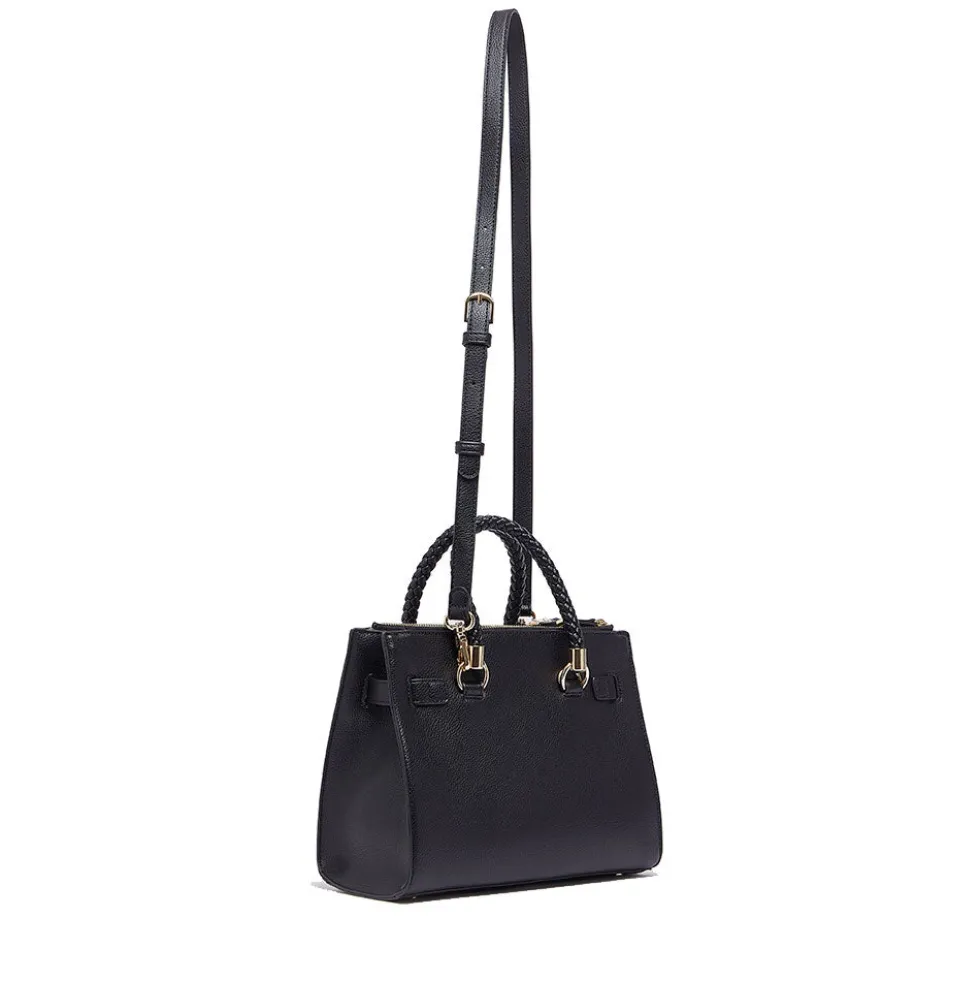 Borsa Donna a Mano LIU JO Better effetto Bottalato Nero con Charm