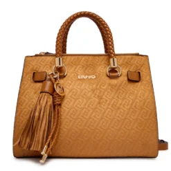 Borsa Donna a Mano LIU JO Marrone con Logo Monogram All Over