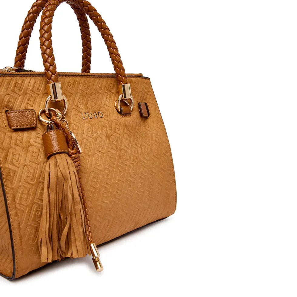 Borsa Donna a Mano LIU JO Marrone con Logo Monogram All Over
