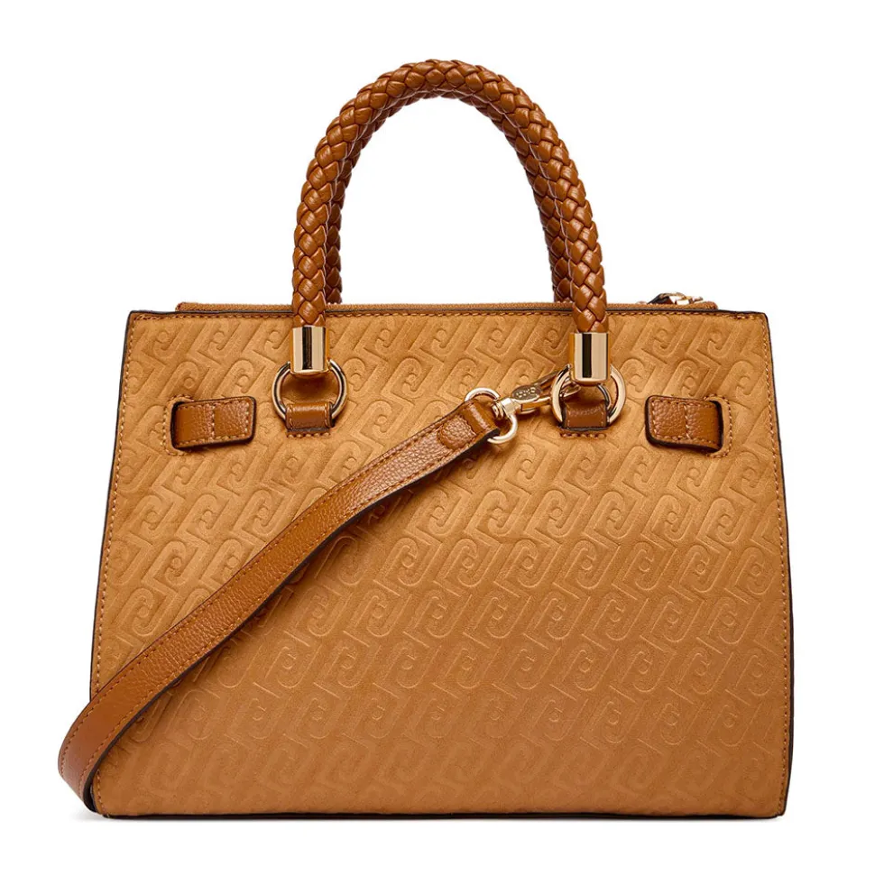 Borsa Donna a Mano LIU JO Marrone con Logo Monogram All Over