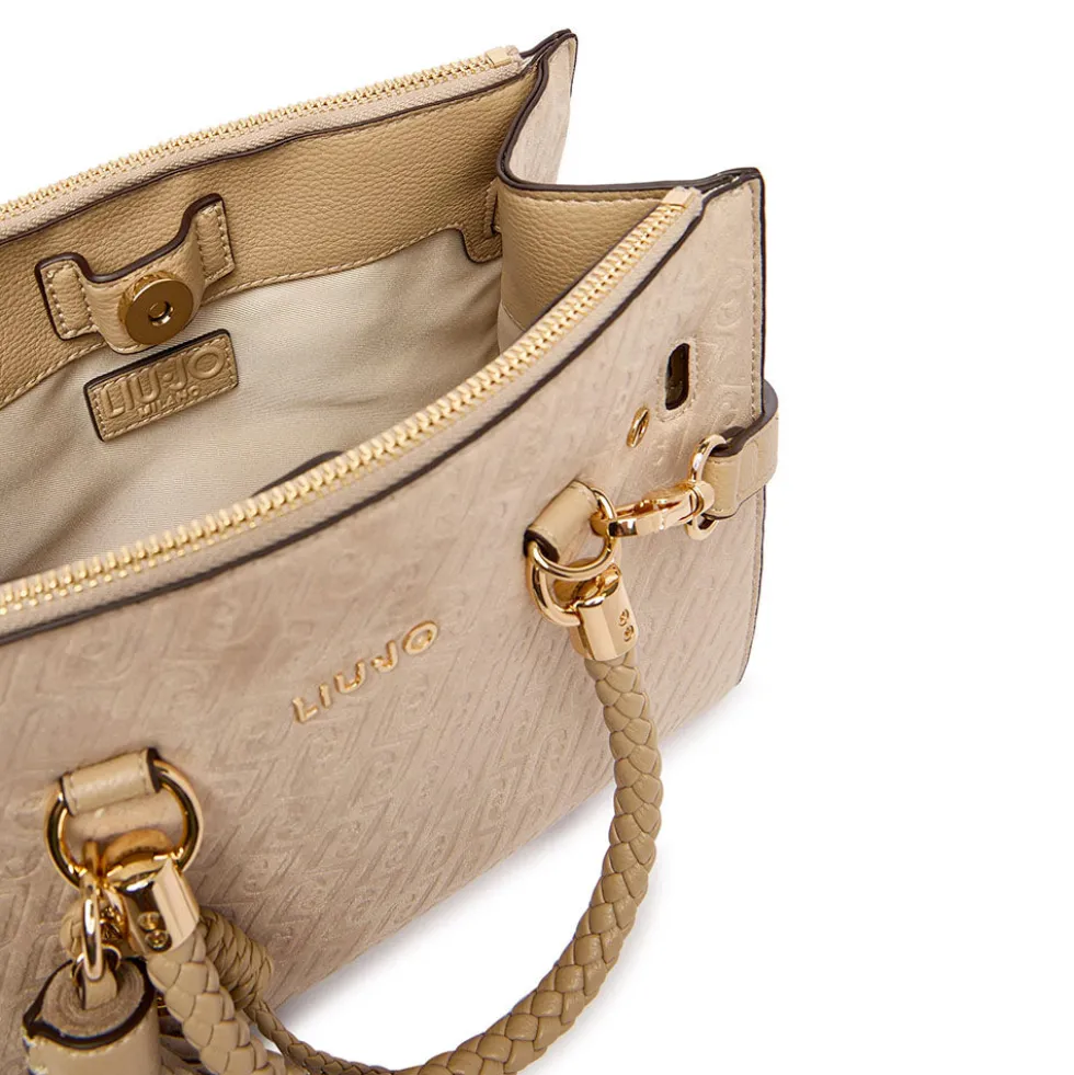 Borsa Donna a Mano LIU JO Neutro con Logo Monogram All Over