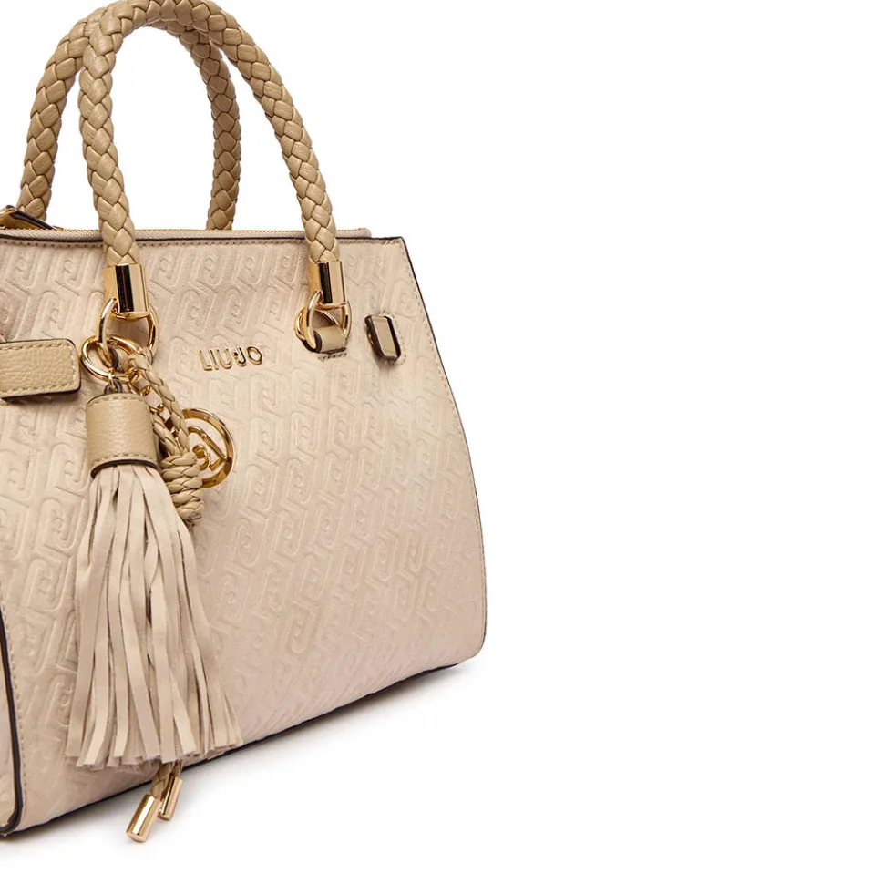 Borsa Donna a Mano LIU JO Neutro con Logo Monogram All Over