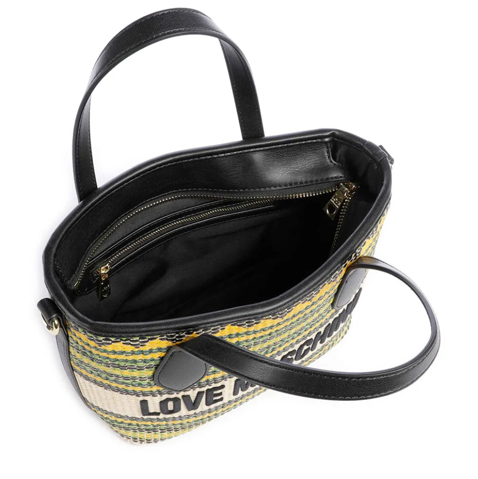 Borsa Donna a Mano LOVE MOSCHINO a Righe Nero Multicolor