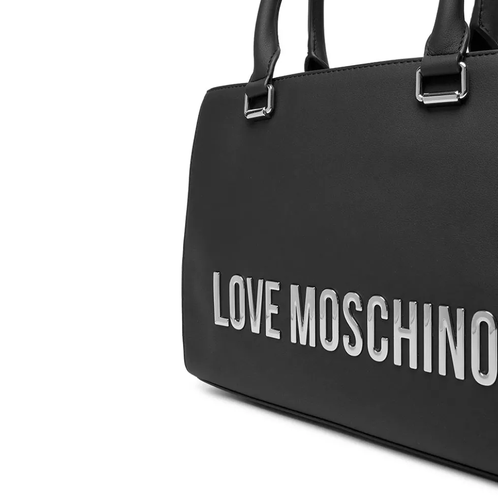 Borsa Donna a Mano LOVE MOSCHINO linea Bold Bag colore Nero e Nikel