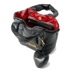 Borsa Donna a Mano LOVE MOSCHINO linea Puffy Logo Trapuntata Imbottita Nera