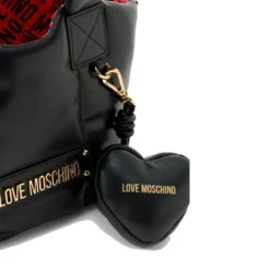 Borsa Donna a Mano LOVE MOSCHINO linea Puffy Logo Trapuntata Imbottita Nera