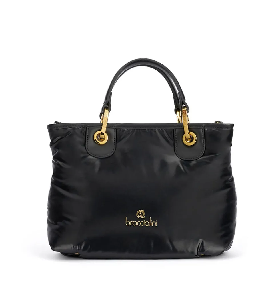Borsa Donna a Mano Media BRACCIALINI linea Beth Puffy in Nylon Nero
