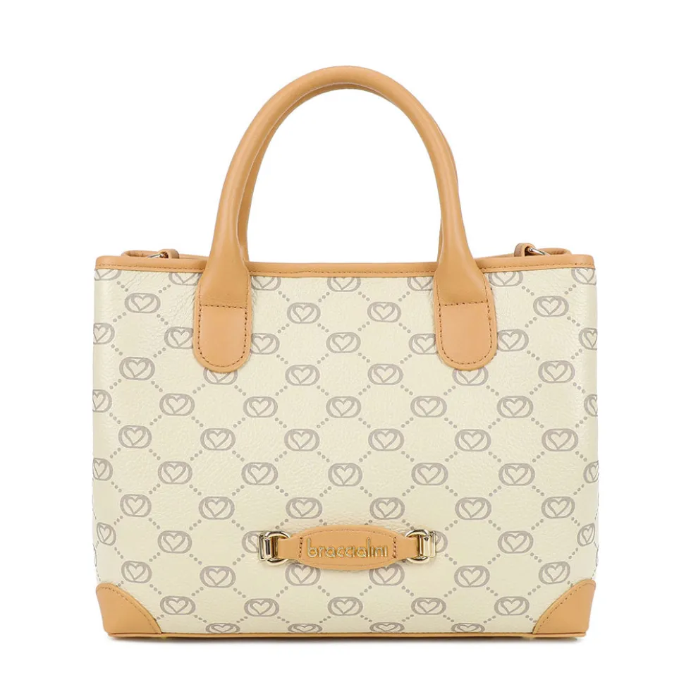 Borsa Donna a Mano Media BRACCIALINI linea Monogram in Pelle Beige