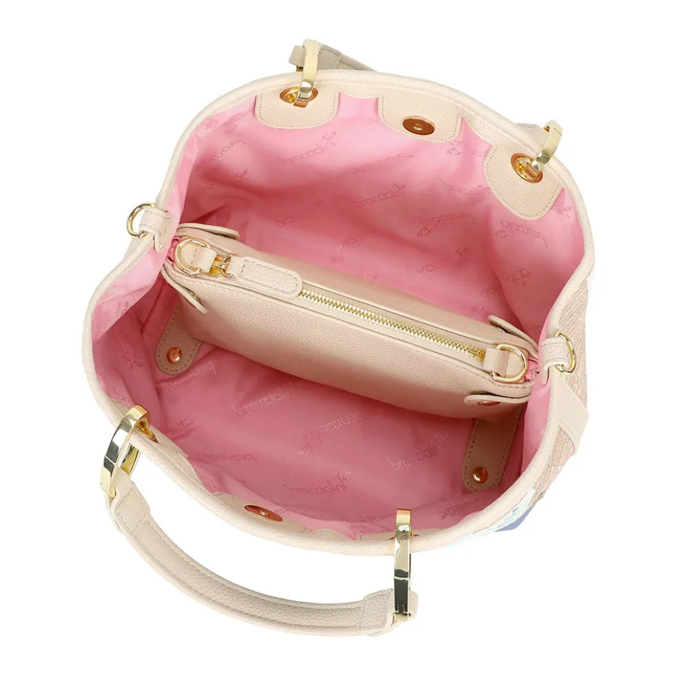 Borsa Donna a Mano Media BRACCIALINI linea Cartoline Looney Tunes stampa New York