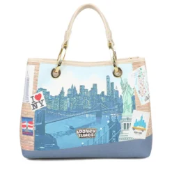 Borsa Donna a Mano Media BRACCIALINI linea Cartoline Looney Tunes stampa New York