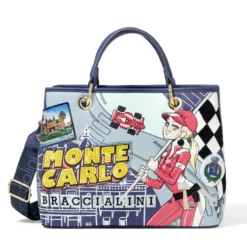 Borsa Donna a Mano Media BRACCIALINI linea Cartoline stampa Montecarlo