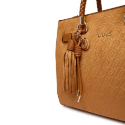 Borsa Donna a Mano Media LIU JO Marrone con Logo Monogram All Over