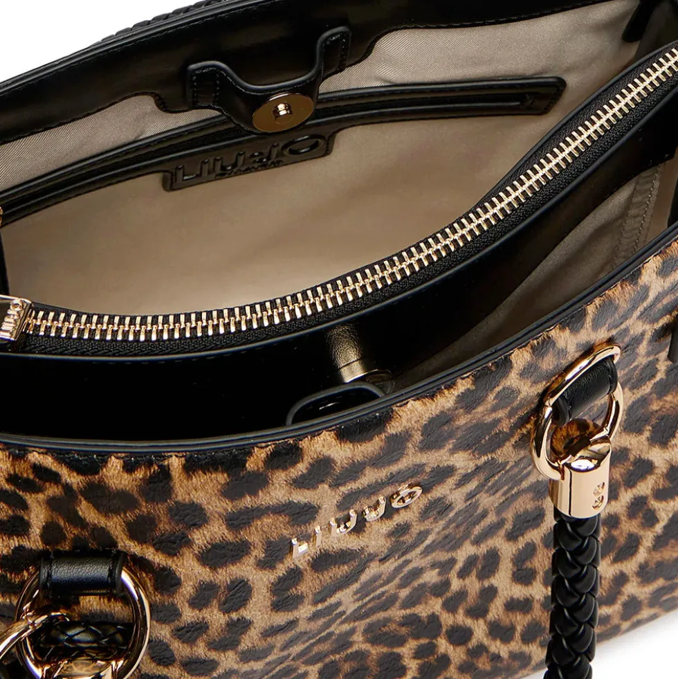 Borsa Donna a Mano Media LIU JO stampa Animalier con Charm