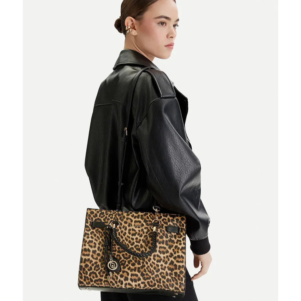 Borsa Donna a Mano Media LIU JO stampa Animalier con Charm
