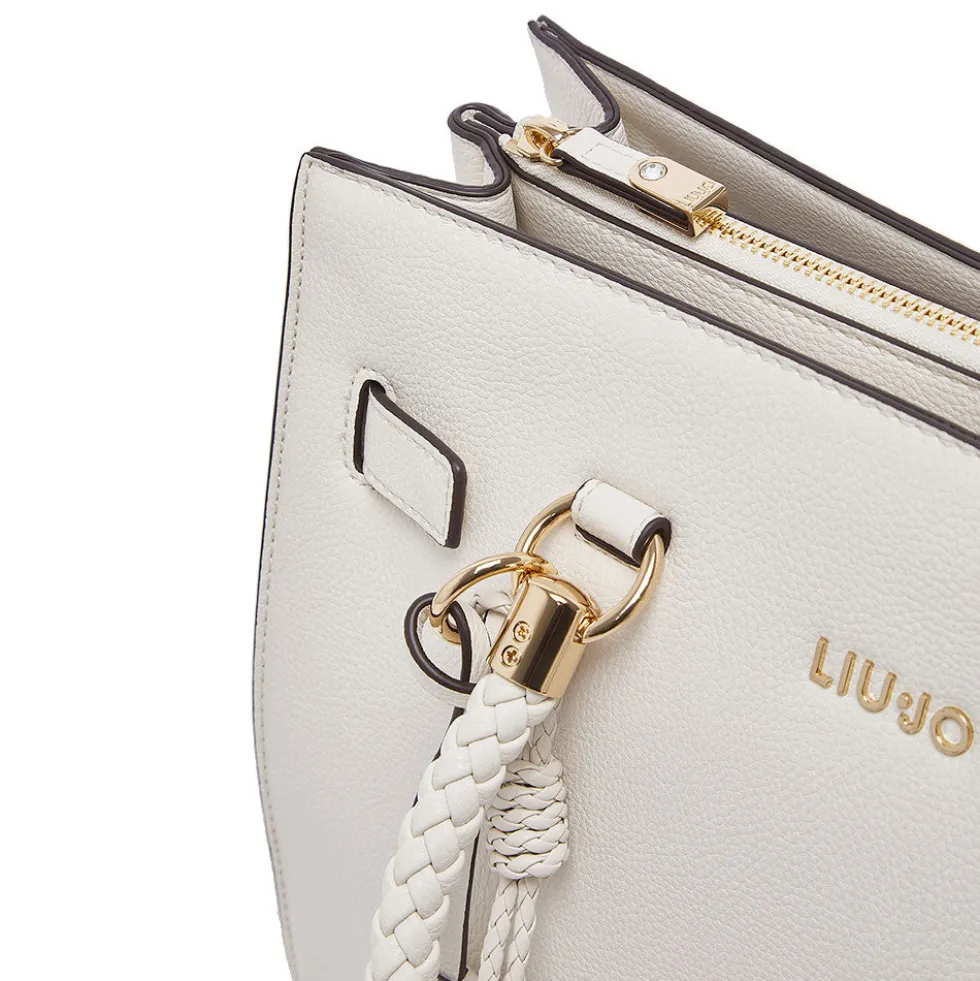 Borsa Donna a Mano Media LIU JO Better effetto Bottalato color Crema con Charm