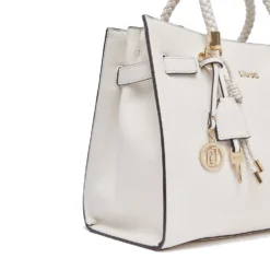 Borsa Donna a Mano Media LIU JO Better effetto Bottalato color Crema con Charm