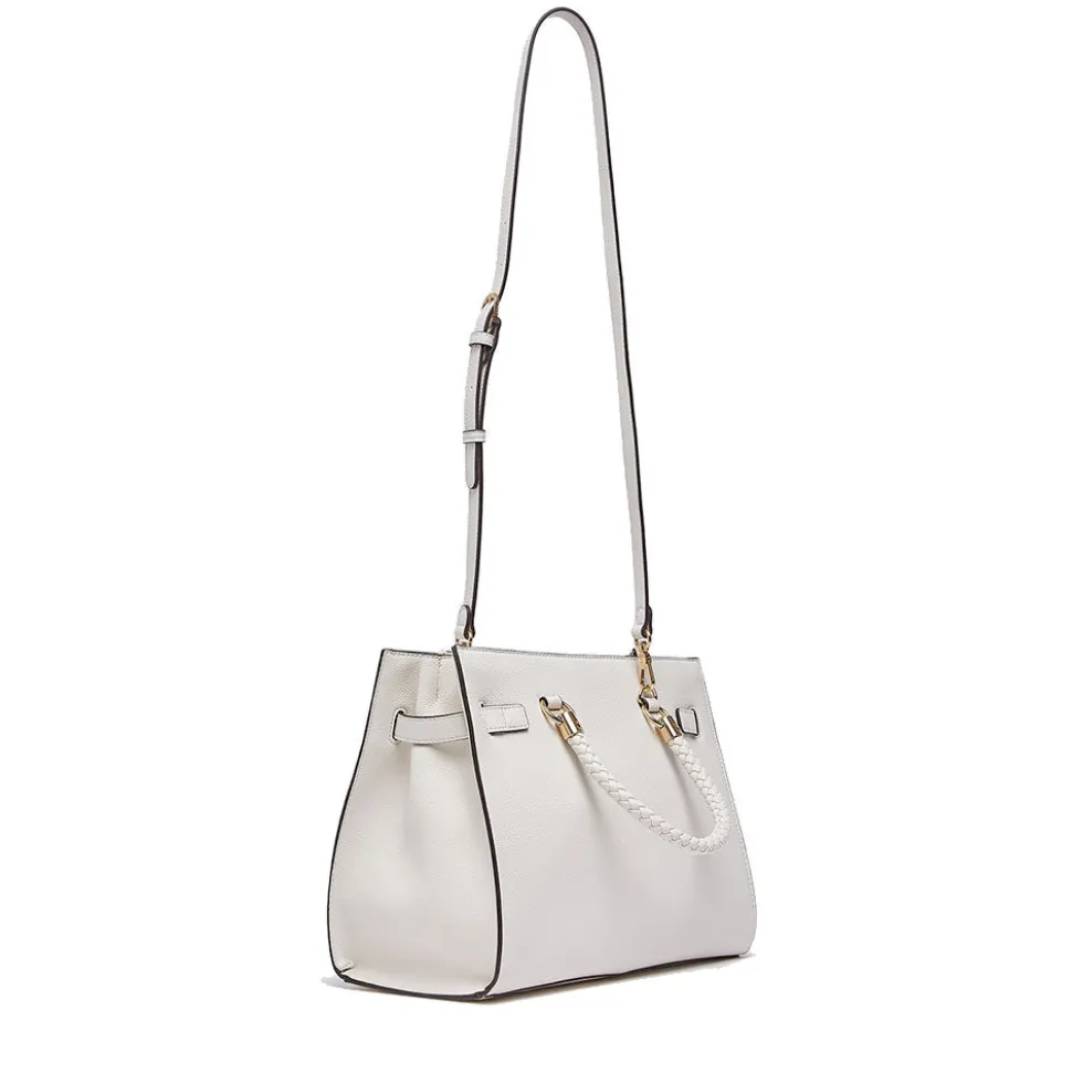 Borsa Donna a Mano Media LIU JO Better effetto Bottalato color Crema con Charm