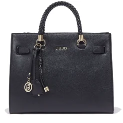 Borsa Donna a Mano Media LIU JO Better effetto Bottalato Nero con Charm