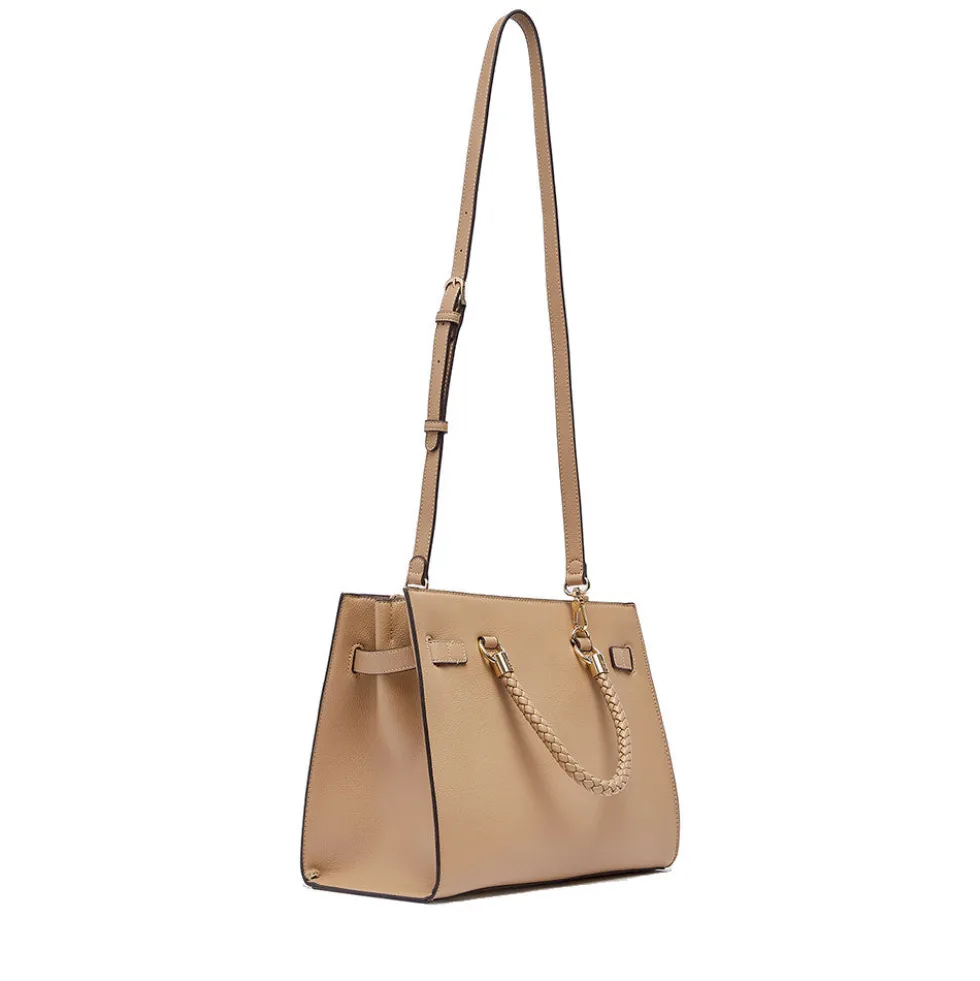 Borsa Donna a Mano Media LIU JO Better effetto Bottalato color Cammello con Charm