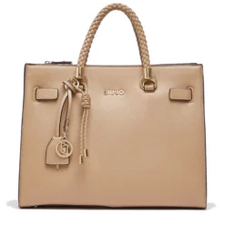 Borsa Donna a Mano Media LIU JO Better effetto Bottalato color Cammello con Charm