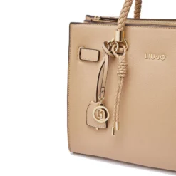 Borsa Donna a Mano Media LIU JO Better effetto Bottalato color Cammello con Charm