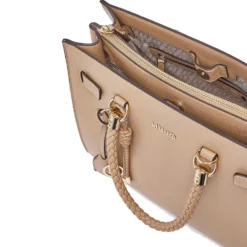 Borsa Donna a Mano Media LIU JO Better effetto Bottalato color Cammello con Charm