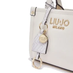 Borsa Donna a Mano Mini LIU JO Better stampa Bottalata color Crema con Charm
