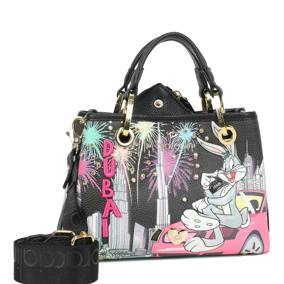 Borsa Donna a Mano Small BRACCIALINI linea Cartoline Looney Tunes stampa Dubai