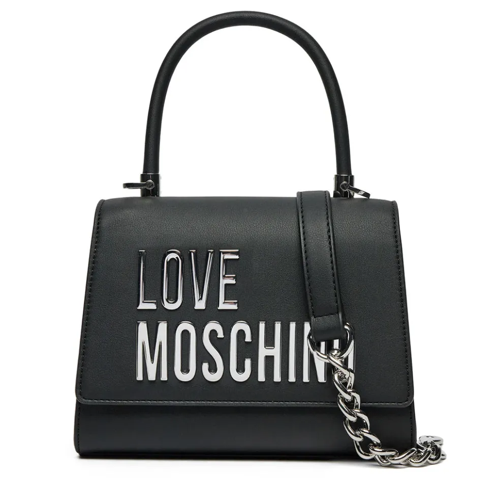 Borsa Donna a Mano Small LOVE MOSCHINO linea Bold Bag colore Nero e Nikel