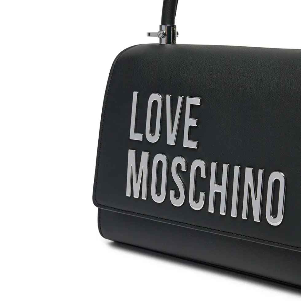 Borsa Donna a Mano Small LOVE MOSCHINO linea Bold Bag colore Nero e Nikel