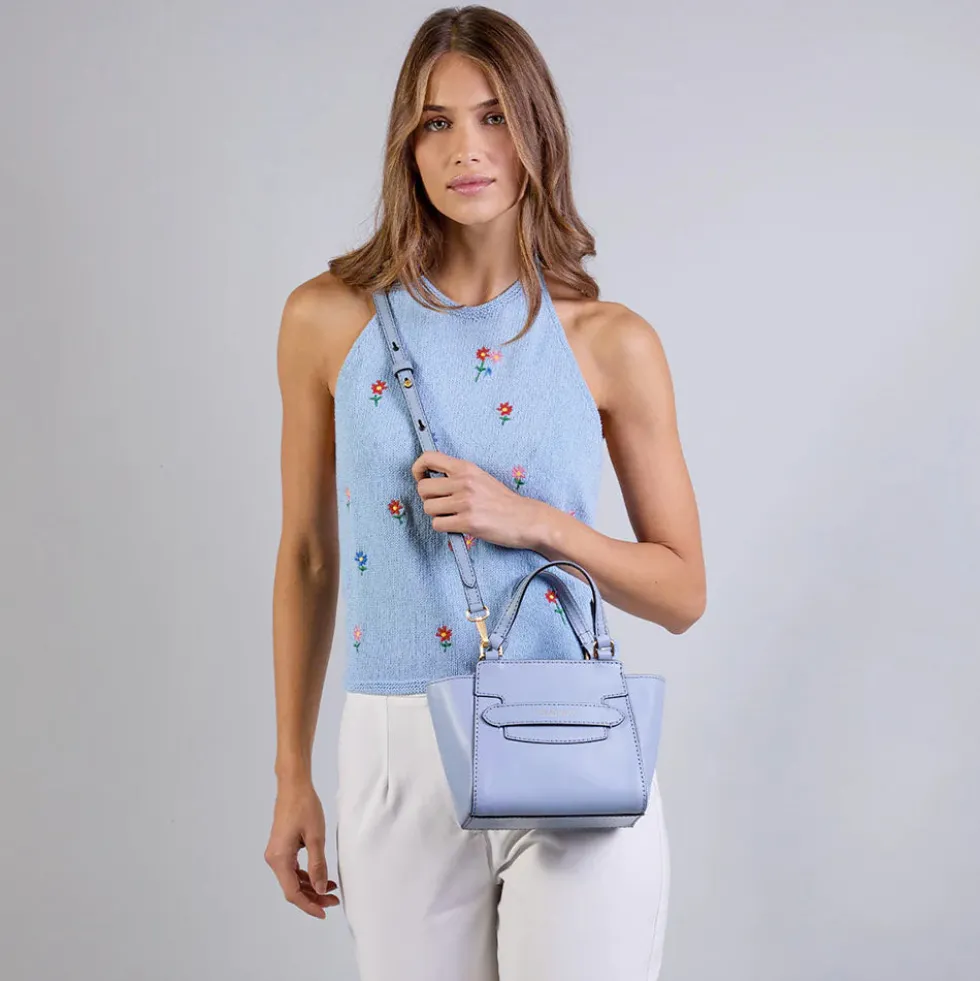 Borsa Donna a Mano THE BRIDGE linea Lucrezia in Pelle Azzurro Acqua