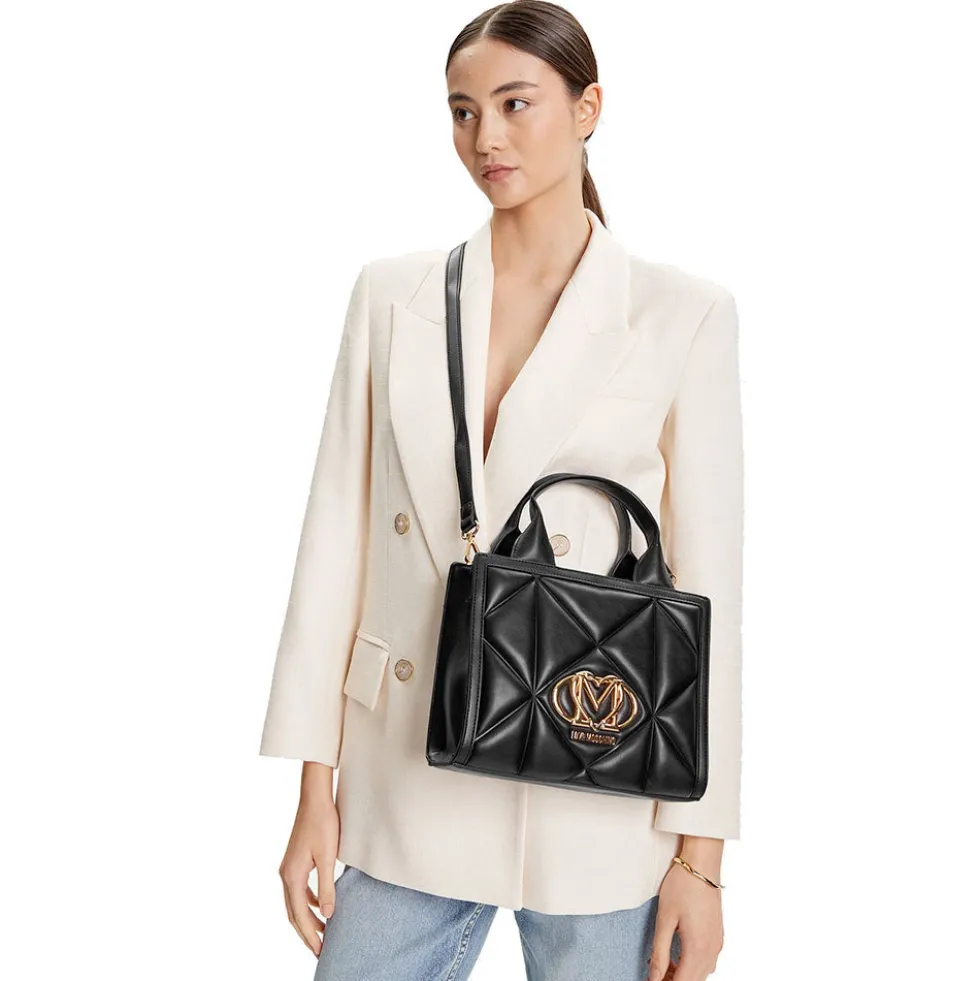 Borsa Donna a Mano Trapuntata LOVE MOSCHINO linea Embossed Nera