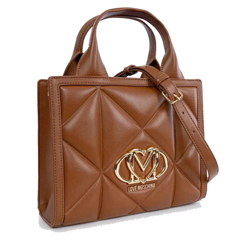 Borsa Donna a Mano Trapuntata LOVE MOSCHINO linea Embossed color Cuoio