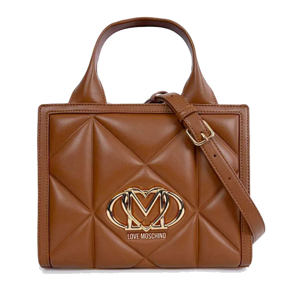 Borsa Donna a Mano Trapuntata LOVE MOSCHINO linea Embossed color Cuoio