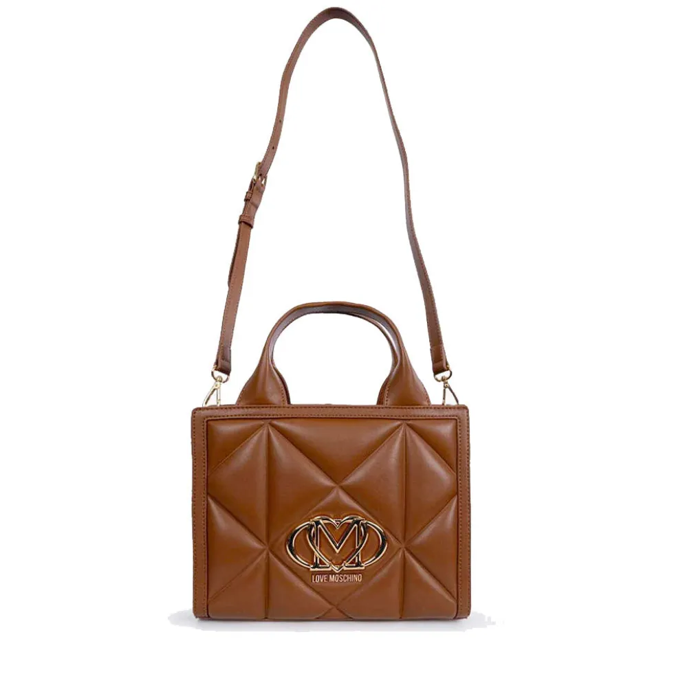 Borsa Donna a Mano Trapuntata LOVE MOSCHINO linea Embossed color Cuoio